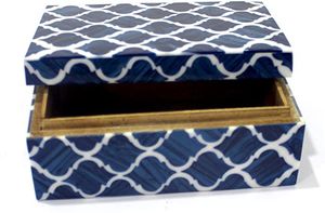 Boîte de rangement à bijoux rectangulaire de luxe faite à la main, style européen, modèle personnalisé, motif en résine et bois, décoration d'intérieur, vente chaude - Product Image 2