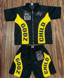Wholesale Custom Two Piece Unisex Windproof Windbreaker Short <b>Jacket</b> 100% Nylon Satin Street wear Quick Dry Tracksuit Set - Product Image 5