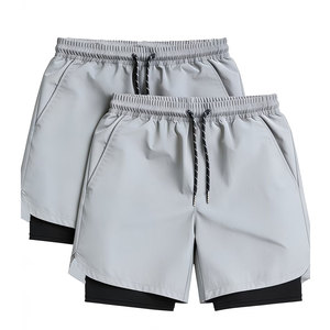 2026 Wholesale Two-Piece Shorts for Men, Athletic Double-<b>Layer</b> Running Fitness Shorts with Woven Pockets - Product Image 5