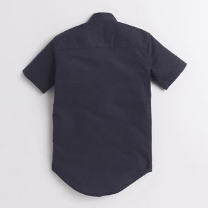 ลายจุดครึ่งแขนสั้นเย็บปักถักร้อยช้าง Kurta-น้ำเงิน - Product Image 2