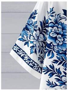 Chemise homme imprimée intégrale à manches courtes, style hawaïen tropical, décontractée, boutonnée, pour l'été, motif floral coloré - Product Image 3