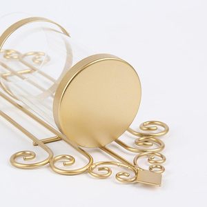Juego de 2 Portavelas de Pared de Metal Dorado, Faroles Decorativos de Pared con Cilindros de Vidrio Transparente, Decoración de Pared - Product Image 5