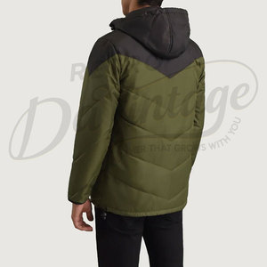 Chaqueta Acolchada de Dos Tonos Verde Oliva y Negra para Hombre, con Capucha, Parka Acolchada de Invierno, Ropa Exterior Informal, Cálida y Resistente al Viento - Product Image 2
