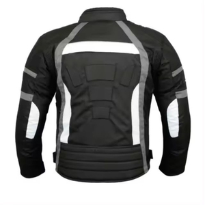 Blouson de moto unisexe en cuir respirant noir, rose et blanc, style motard décontracté, col montant, fermeture éclair - Product Image 6