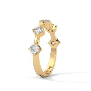 Anillo de Boda de Oro de 14K con Diamantes, Banda de Eternidad Minimalista, Corte Brillante Redondo, Joyería para Mujer - Product Image 3