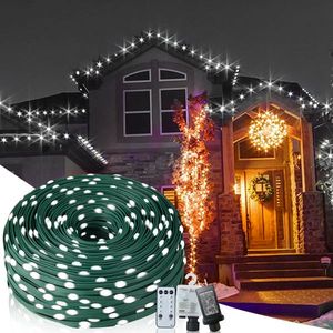 Guirlandes lumineuses de Noël 1000 LED/328 pieds, décoratives d'extérieur, lumière blanche, 8 modes, télécommande, étanches IP67, fonction minuterie et mémoire - Product Image 2
