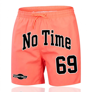 กางเกงบาสเก็ตบอลขาสั้นผู้ชาย No Time 69 สีคอรัล แห้งเร็ว มีเชือกผูก เอวสม็อค กางเกงกีฬาลำลอง - Product Image 1