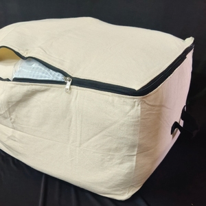 Sac de rangement en toile de coton écologique avec fermeture éclair, sac de rangement en toile épaisse avec fermeture éclair pour l'organisation de la maison - Product Image 1