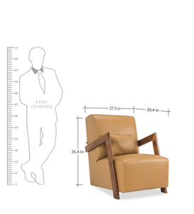Sillón Moderno de Cuero Sintético con Estructura de Madera Maciza, Diseño de Mediados de Siglo, Sillón Tapizado para Sala de Estar, Muebles para el Hogar - Product Image 5