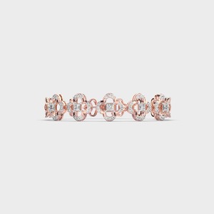 IGI Certified Princess & Round Diamond Clover Motif Diamond Link Bracelet in 18K Yellow / White / Rose Gold - Product Image 5