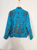 Blouson bomber léger et écologique en velours brodé tendance automne/hiver, broderie florale, velours réversible Suzani