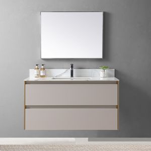 Mueble de Baño Montary de 43x22 Pulgadas con Encimera de Piedra Sinterizada Carrara Gold, un Solo Orificio para Grifo, Estilo Lujoso para Baños Modernos - Product Image 6