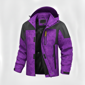 เสื้อแจ็คเก็ตกันหนาวบุขนสำหรับผู้ชายแบบสั่งทำพิเศษ กันน้ำ กันลม ผ้าฟลีซพิมพ์ลาย แห้งเร็ว ซิป คอเต่า แขนยาว - Product Image 1