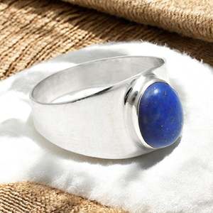 Natural Lapis Lazuli Gemstone Boho <b>Ring</b> In 925 Sterling <b>Silver</b> Handmade Bold Gemstone Jewelry For <b>Men</b> & Women In Wholesale Price - Product Image 5