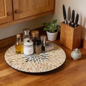 Bandeja giratoria Lazy Susan de nácar, plato de lujo para servir, organizador para mesa de comedor y decoración moderna para el hogar - Product Image 5