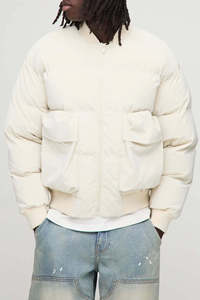 Blouson matelassé classique tendance pour homme, respirant, coupe-vent, 100 % polyester, col montant, capuche intégrée, haute qualité - Product Image 2