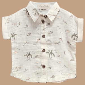 Conjunto de Muselina Orgánica Palm Breezy para Cuna de Bebé y Camisa Oversize con Estampado de Caramelos y Pantalones Cortos para 0-6 Meses 0-3 Meses Verano - Product Image 2