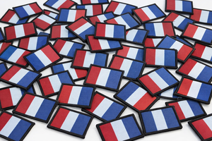 Custom Embroidered DZ Flash Style Uniform <b>Patch</b> Red White Blue with Black Border - Product Image 2