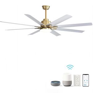 Ventilatore da Soffitto LED a Basso Profilo da 66 Pollici con Luci Dimmerabili, Telecomando Intelligente, 6 Velocità, Motore DC Reversibile, Materiale ABS Indiretto - Product Image 1