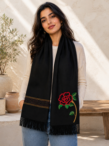 Bufanda de Lujo Bordada a Mano para Mujer, Chal de Moda Personalizado con Cuentas, Bufanda Bordada a Mano con Pedrería - Product Image 1