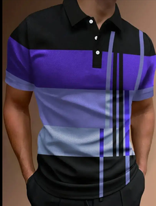 Polo pour homme à imprimé feuilles tropicales, manches courtes, col zippé, décontracté, confortable, à porter au quotidien - Product Image 4