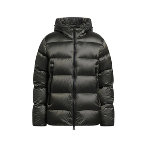 Custom Men's Black Winter Waterproof Windproof Eco-Friendly Coated <b>Canvas</b> Reversible Hooded Puffer <b>Jacket</b> Polyester Filling - Product Image 3