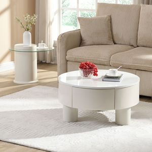 Set di 2 tavolini rotondi impilabili con cassetto portaoggetti per l'arredamento del soggiorno - Product Image 2