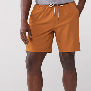 Short de bain pour homme en toile 100 % coton à motif uni, séchage rapide, taille mi-haute, fermeture à cordon, poches avant, haute qualité - Product Image 1