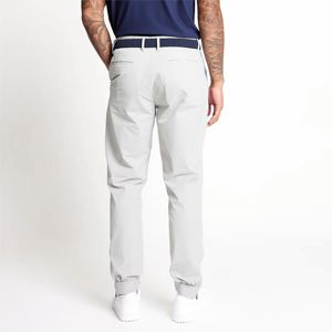 Pantalon décontracté tissé gris clair uni pour homme, avec braguette boutonnée, respirant et ajusté - Product Image 3
