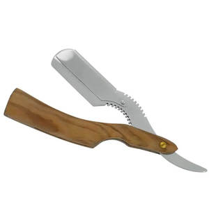Wood Handle Straight <b>Razor</b> Stainless Steel Blade Single Blade For Face Shaving Smooth & Comfortable Professional - Product Image 3