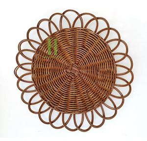 Plato Decorativo de Bambú Ecológico Estilo Bohemio, Decoración de Pared, Salvamantel con Diseño Floral, 33/35cm, Hecho en Vietnam - Product Image 5