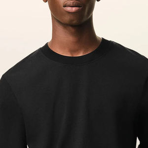 T-shirt Homme 100% Coton Oversize à Épaules Tombantes, Streetwear Uni Lourd à Manches Longues, Couleur Unie 2026 - Product Image 2