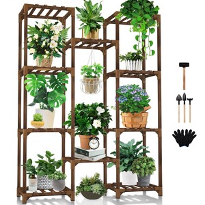 Whitewashed Pine <b>Wood</b> <b>Rustic</b> Corner Plant Stand Wholesale - Product Image 3