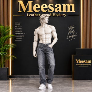 Jean large pour homme, taille haute, coupe ample, en denim de coton respirant, décontracté et ample - Product Image 4