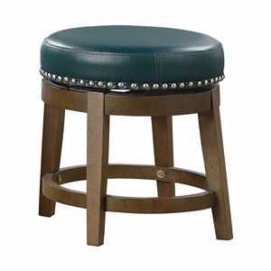 Set di 2 sgabelli girevoli a 360 gradi in ecopelle verde con struttura in legno massello con finitura marrone mobili da sala da pranzo con finiture a coda - Product Image 1