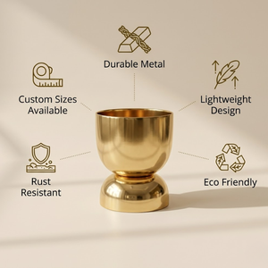 Pot de fleurs moderne en laiton finition or |   Jardinière de sol durable, écologique et légère pour la décoration de jardin et de maison - Vente en gros - Product Image 5