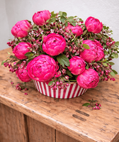 Pot de fleurs en céramique rayé rouge, forme ovale, finition brillante, style rustique, grande capacité, vase décoratif pour table