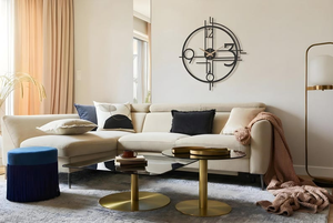 Horloge murale moderne en métal noir, design géométrique surdimensionné avec chiffres romains, horloge décorative pour salon, bureau à domicile, chambre à coucher - Product Image 3