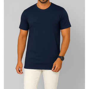 Camiseta Básica para Hombre, Color Azul Oscuro, 100% Algodón, Manga Corta, Cuello Redondo, Alta Calidad, de Bangladesh - Product Image 1