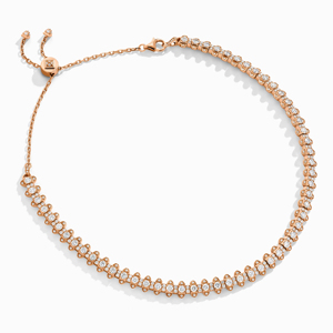 Rose Gold Diamond Choker Necklace With Round Brilliant Cut Prong Set Stones Geometric Design <b>Box</b> Chain Women Luxury Jewelry - Product Image 2