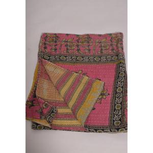 Handmade Printed Vintage Kantha <b>Quilt</b> Floral Cotton <b>Throw</b> Indian Boho Bedding Reversible Blanket Eco-Friendly Washable - Product Image 4