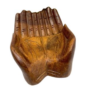 <b>Large</b> Wood Carved Praying Hand Shape <b>Bowl</b> - Product Image 1