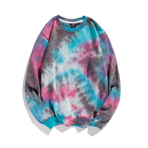Venta al por mayor 100% algodón cuello redondo hombro caído línea larga tie Dye Jersey sudadera logotipo personalizado de punto vintage hombres sudaderas - Product Image 2