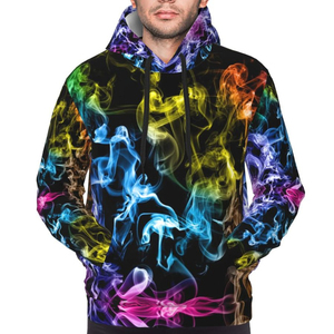 Sudadera con Capucha para Hombre, Estampado de Humo Colorido, Corte Regular, Informal, Tejida en Poliéster, para Otoño - Product Image 3