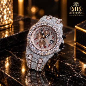 Montre chronographe de luxe MB ETERNAL JEWELS sertie de diamants, 45 mm, acier inoxydable, quartz analogique, montre pour homme - Product Image 1