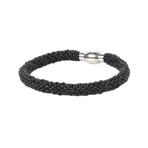 Leather <b>Bracelet</b> Men's Leather <b>Bracelet</b> Women's Black Round Leather Stainless Steel <b>Magnetic</b> Clasp Unisex - Product Image 1