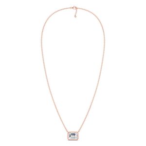 จี้สร้อยคอทรงเอเมอรัลด์คัทแบบเบเซลโซลิแทร์ - Product Image 6