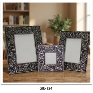 Handmade Metal Embossed Floral Rectangle Photo <b>Frame</b> Set Tabletop Decorative Picture <b>Frame</b> - Product Image 2
