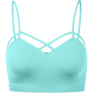 Women Seamless Wire Free Bralette <b>Strappy</b> Criss-Cross Back Solid Color Sporty All Seasons Knitted Spandex Nylon <b>Top</b> - Product Image 2
