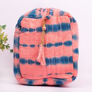 Pochette matelassée en coton écologique, grande capacité, imprimée au bloc, lavable, faite à la main, esthétique, avec fermeture éclair, pour cadeaux, vente en gros - Product Image 4